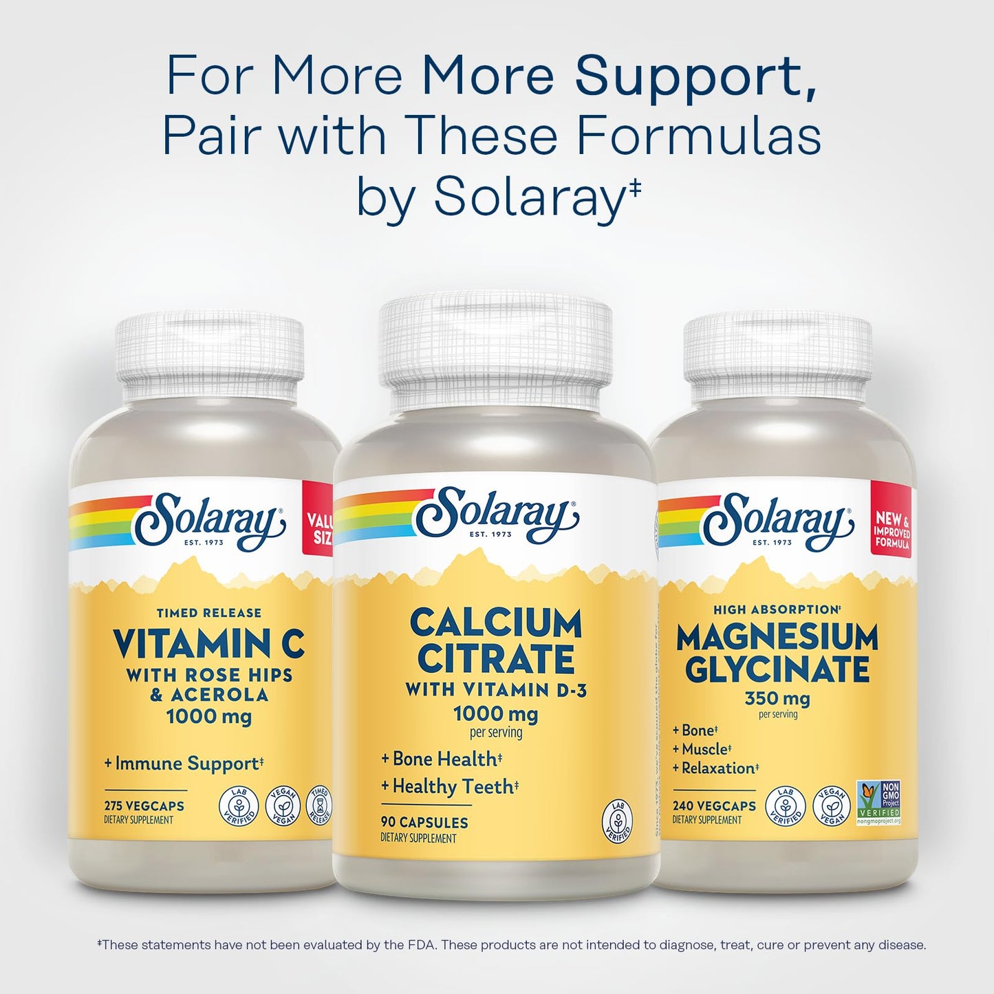 Solaray Calcium Citrate with Vitamin D3 1000mg โ Bone & Teeth Support | 90 Capsules, 15 Servings, 60-Day Guarantee