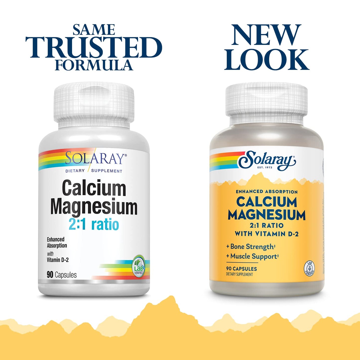 Solaray Calcium & Magnesium with D2 Amino Acid Chelate 2:1 โ Capsule 90 Count