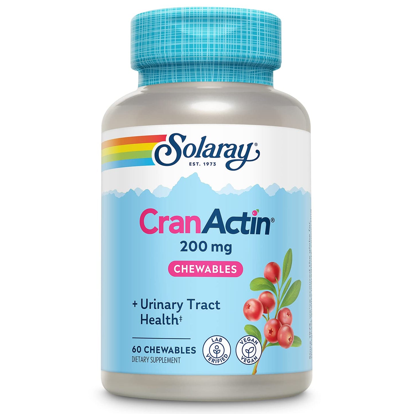 SOLARAY CranActin 200 mg Chewable Tablets โ 60 Count | Urinary Tract Support