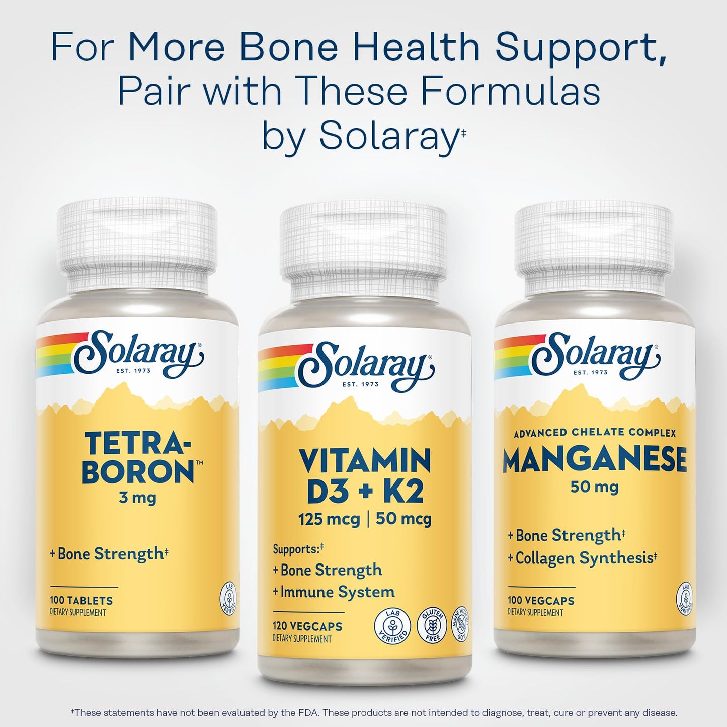 SOLARAY Vitamin D3 K2 β 5000 IU D3, 50 mcg MK7 | Bone Health & Immune Support