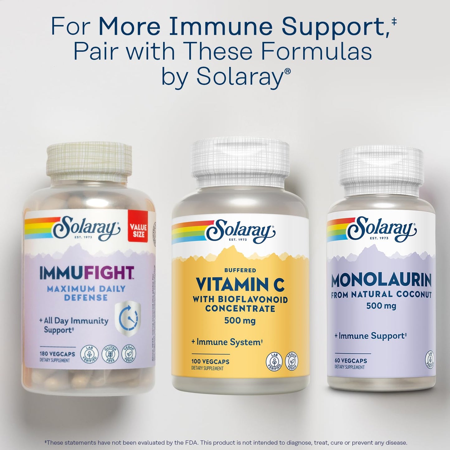 SOLARAY Buffered Vitamin C 500mg with Bioflavonoids โ Immune Support | 100 Servings, 100 VegCaps, Vegan