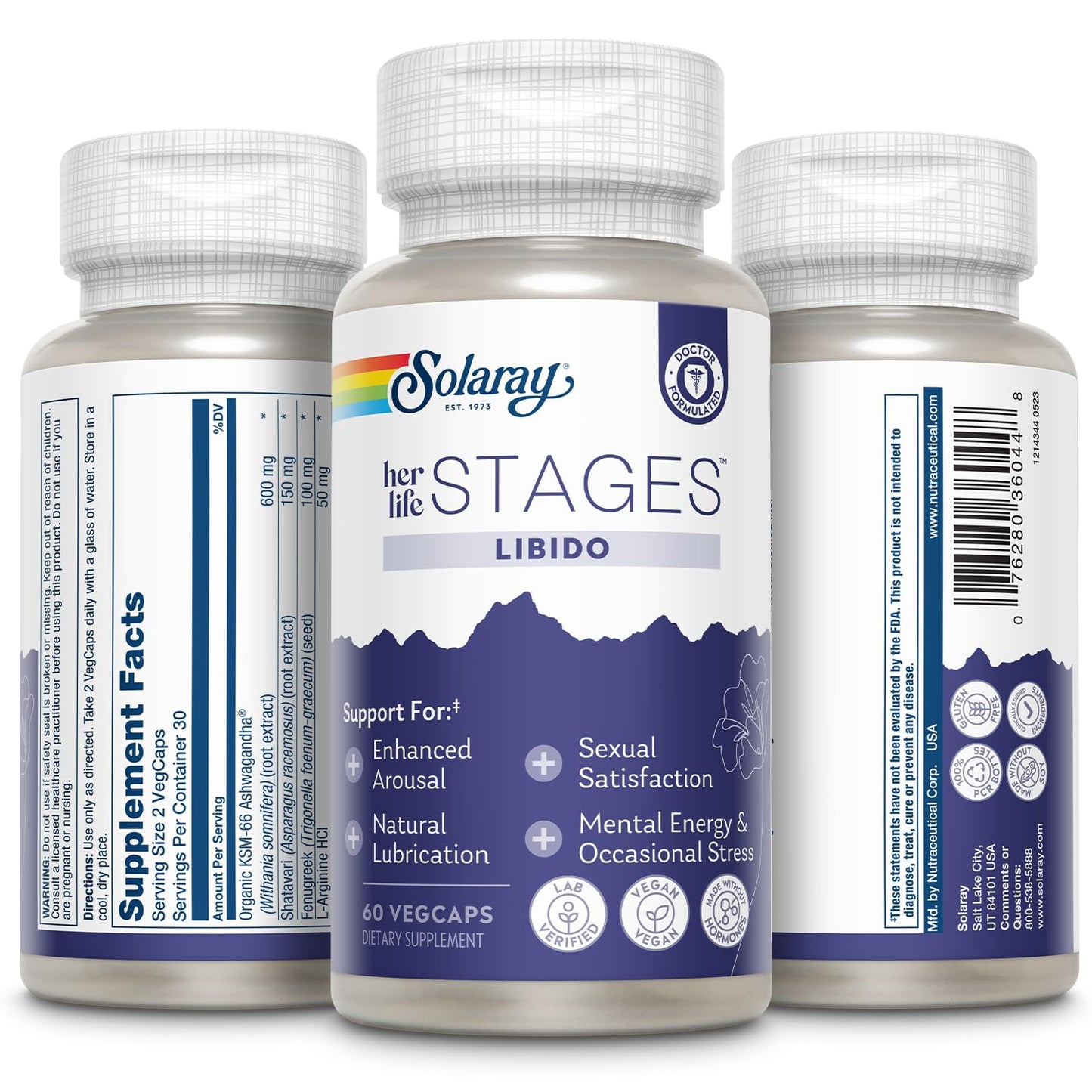SOLARAY Libido Life Stages โ Natural Lubrication & Libido Support for Women | Shatavari, Fenugreek, Ashwagandha | 60 VegCaps