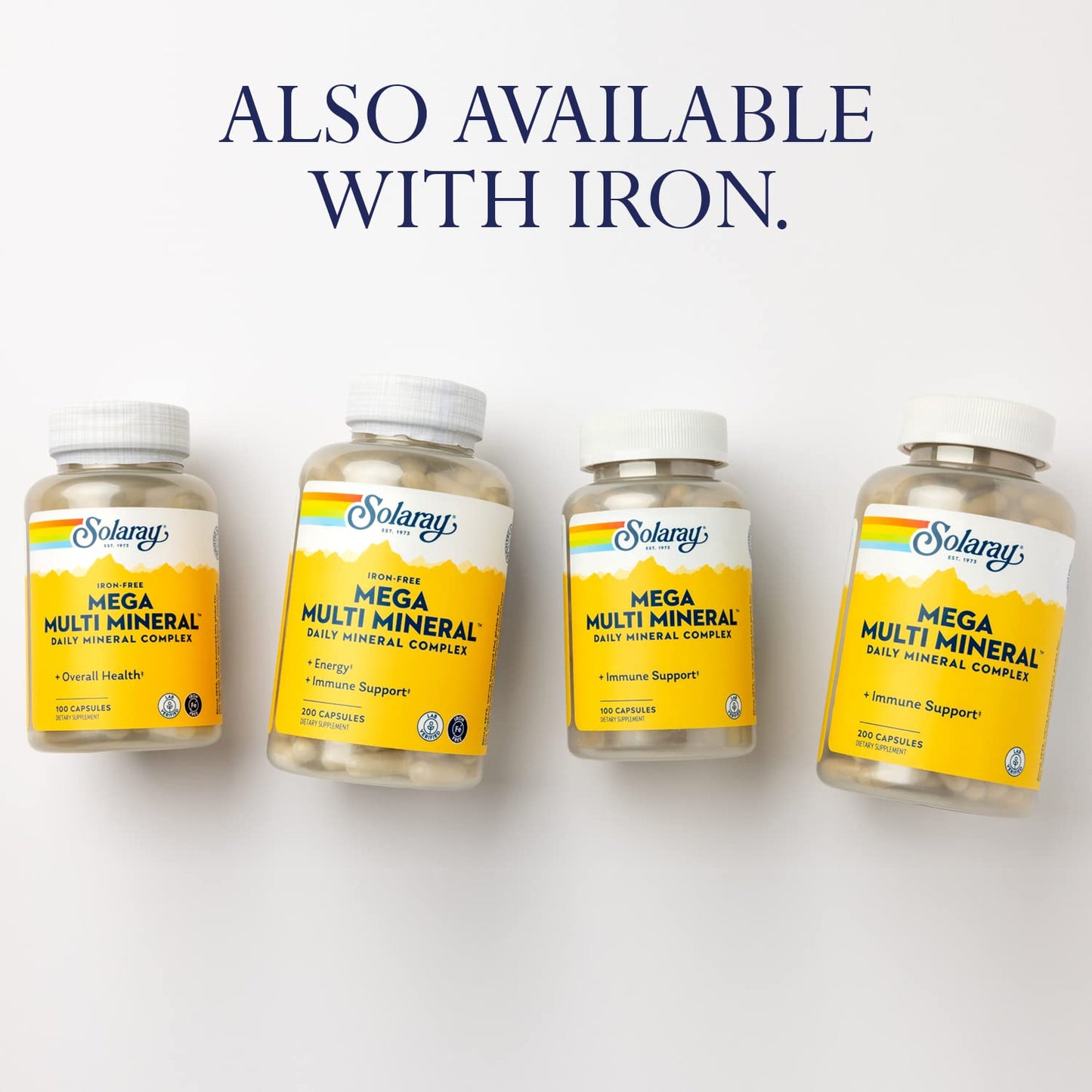 SOLARAY Mega Multi Mineral โ Iron-Free Daily Mineral Supplement with Trace Minerals | 60-Day Guarantee | 25 Serv