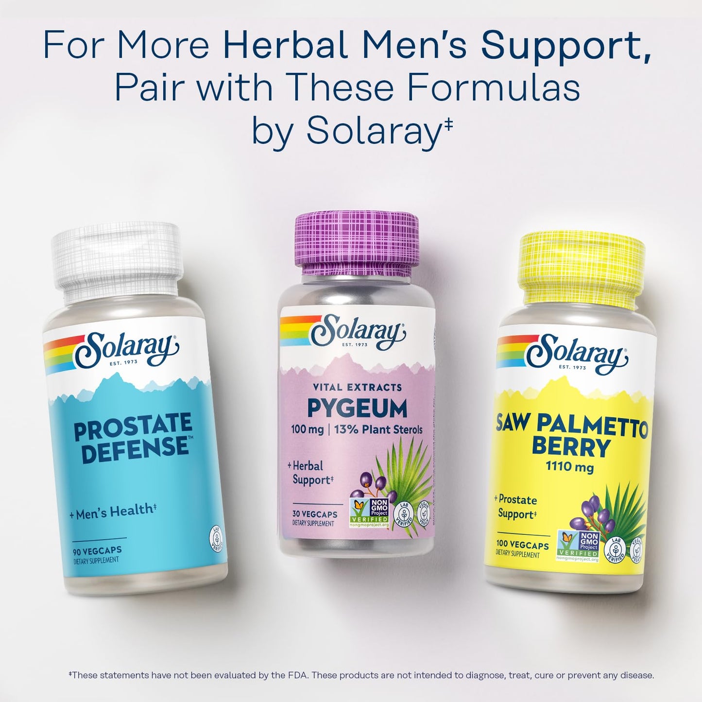 SOLARAY Pygeum Bark Extract 100mg โ Prostate Support, 13 mg Plant Sterols, Vegan, 30 Servings, 60-Day Guarantee