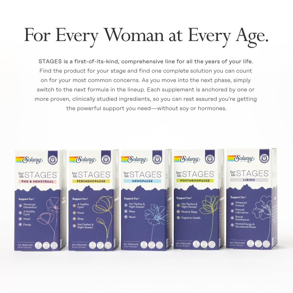 SOLARAY Postmenopause for Women โ Resveratrol, Vegan, Hormone-Free, 30 Servings, 60 VegCaps