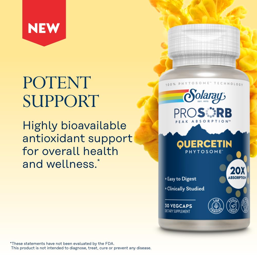 SOLARAY Quercetin Phytosome โ 20X Absorption | Vegan, Soy-Free Quercetin Supplement โ 30 Servings