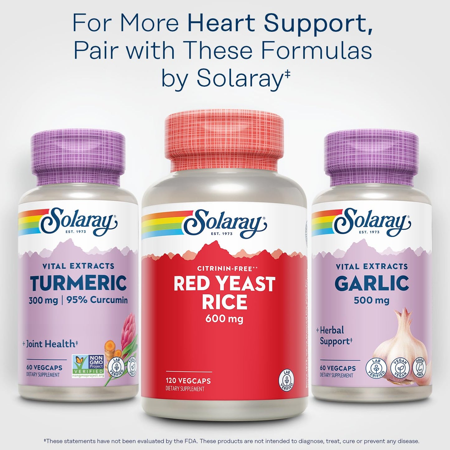 SOLARAY Red Yeast Rice 600mg โ Non-Irradiated, Citrinin Free, 120 VegCaps