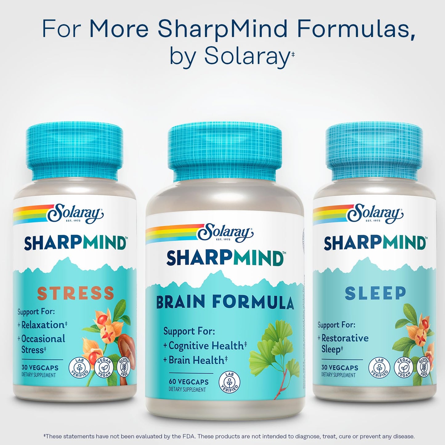 Solaray SharpMind Brain Formula โ Nootropic Brain Support with Ginkgo Biloba (60 Servings)