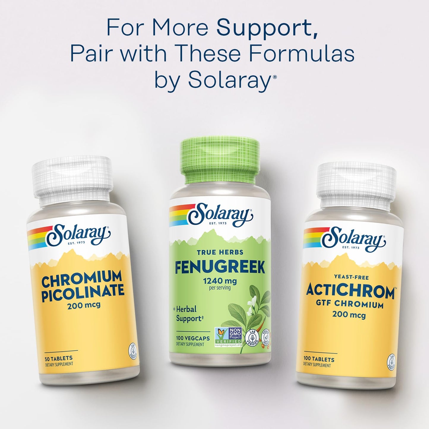 SOLARAY Fenugreek Seed 1240 mg - Healthy Digestion Support, Vegan & Lab Verified, 50 Servings, 100 VegCaps