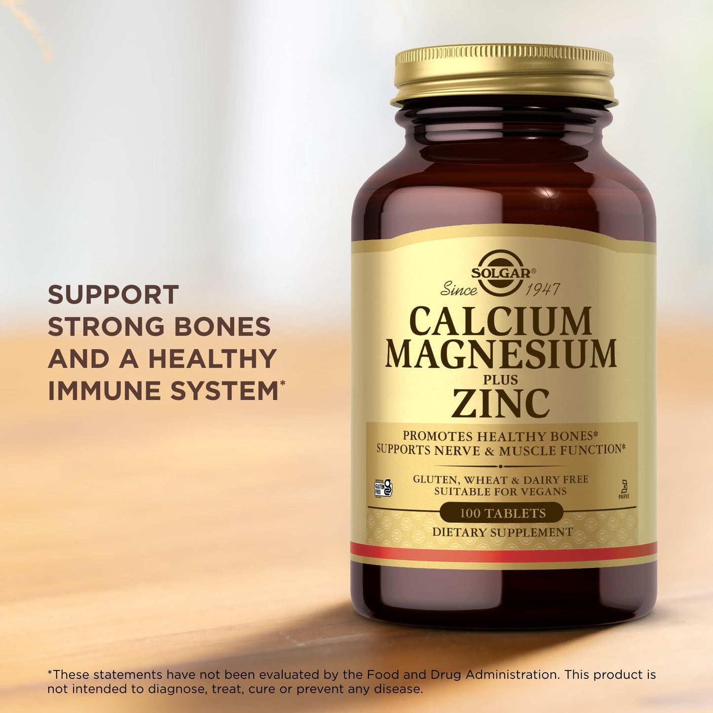 Solgar Calcium Magnesium Plus Zinc โ 100 Tablets (Pack of 2) | Healthy Bones & Nerves