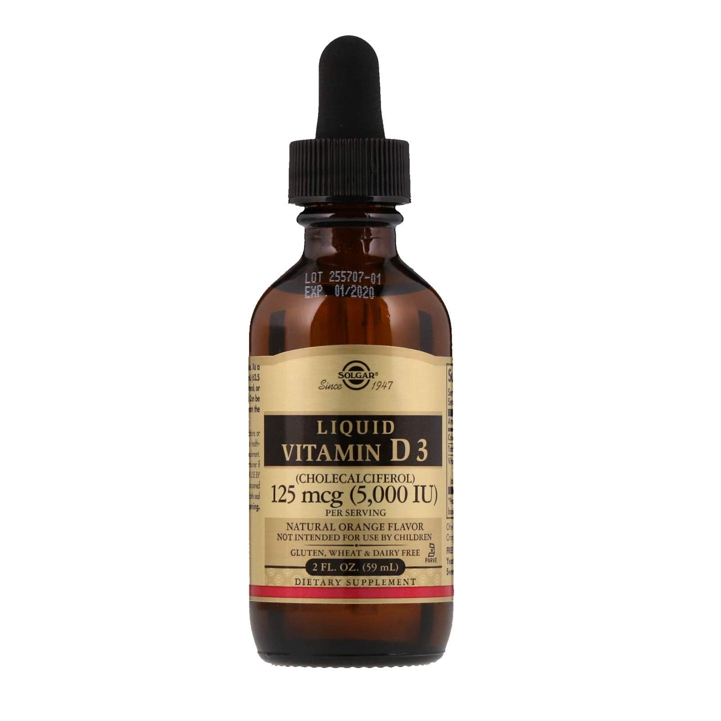 Solgar Liquid Vitamin D3 125 mcg (5,000 IU) โ Orange Flavor, 59 Servings | Gluten Free, Dairy Free, Kosher