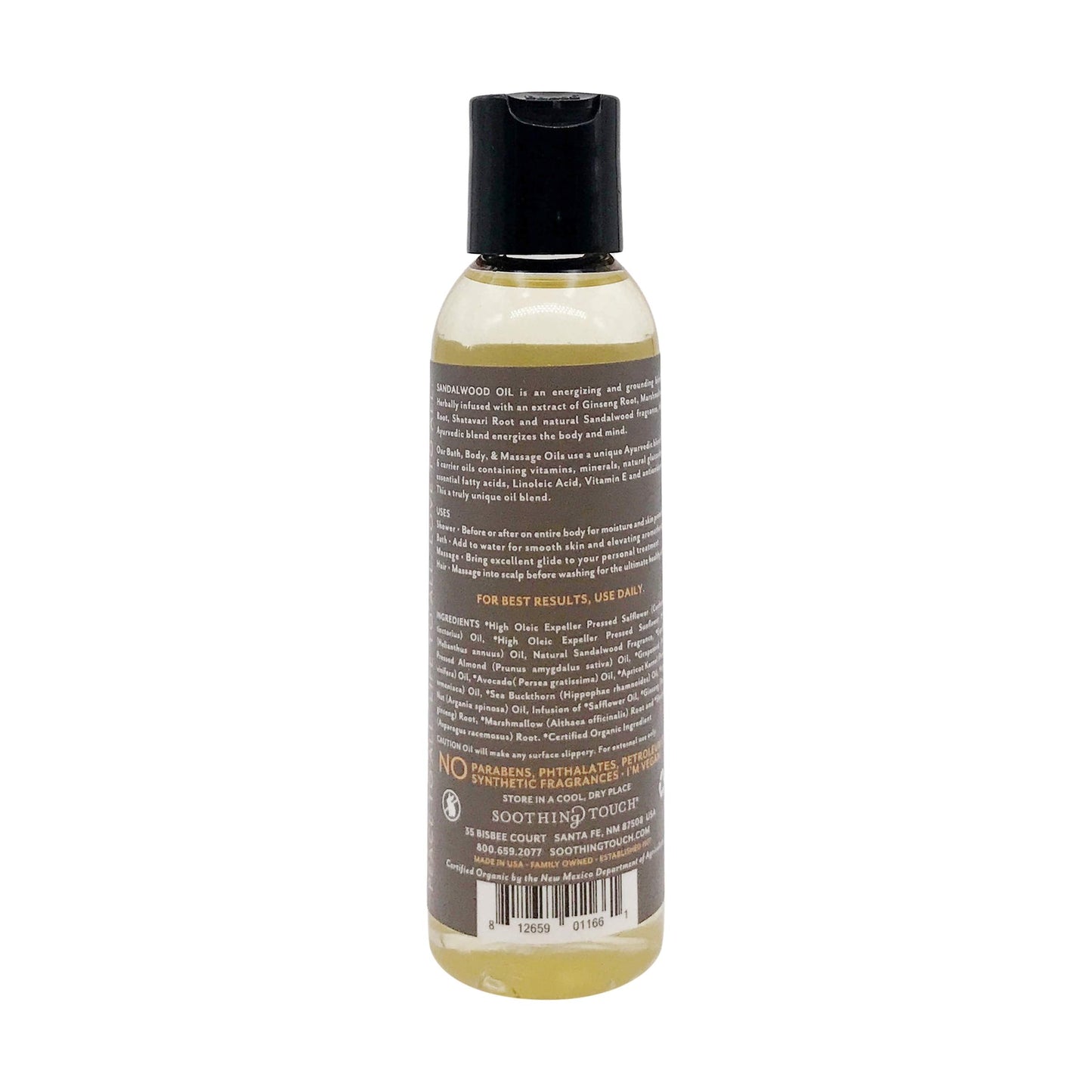 Soothing Touch Organic Sandalwood Bath, Body & Massage Oil โ 4 fl oz