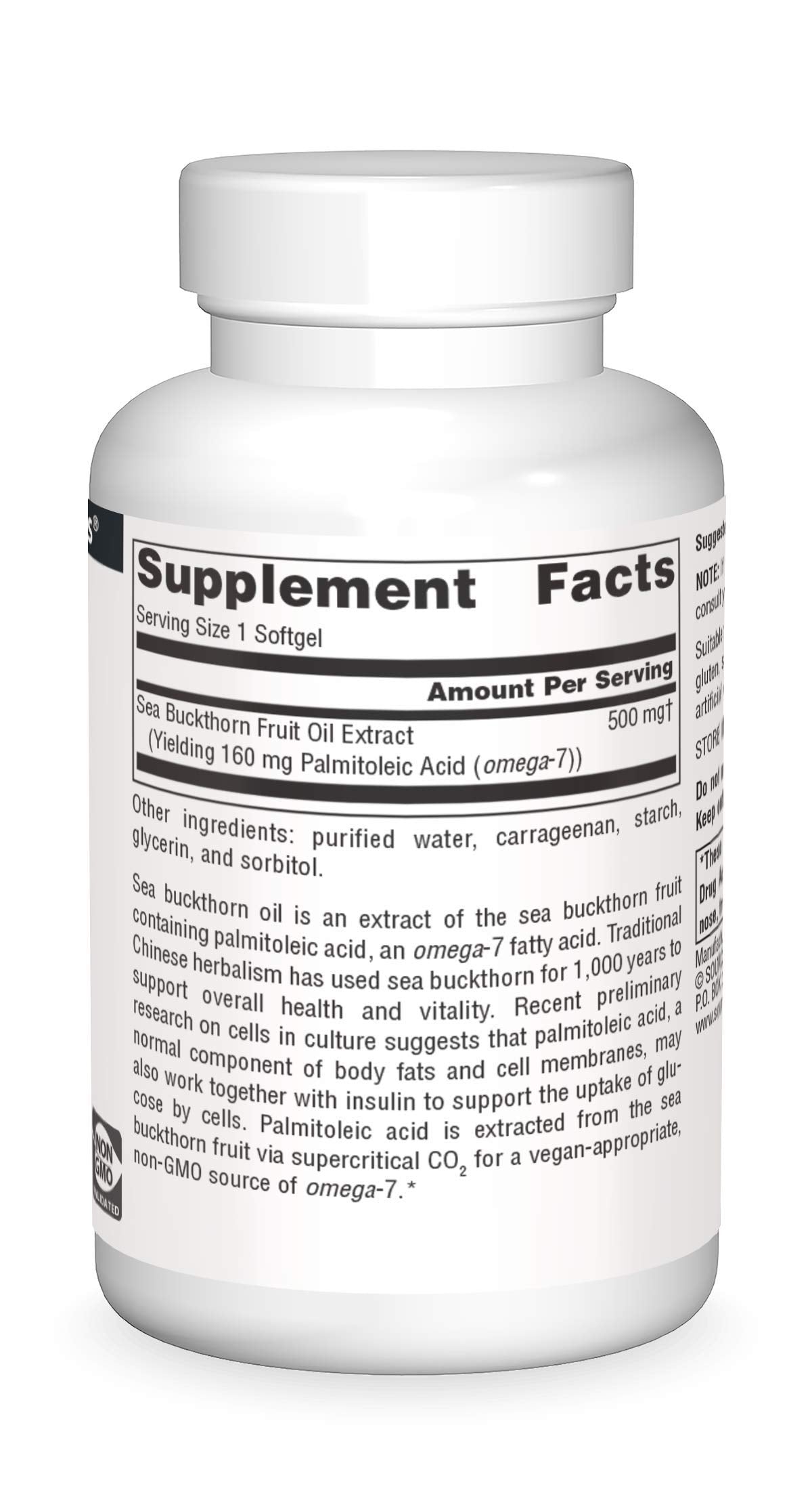 Source Naturals Omega-7 Sea Buckthorn Oil โ Vegan, Non-GMO Softgels (30)