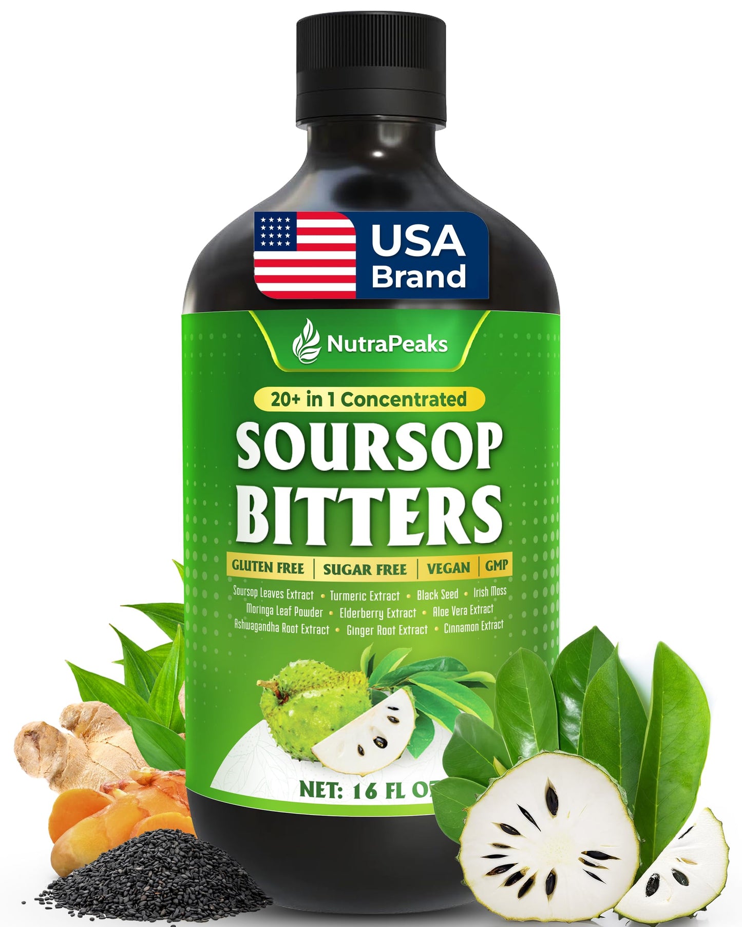Soursop Bitters Liquid โ NutraPeaks | Immune & Digestive Detox (16 oz)