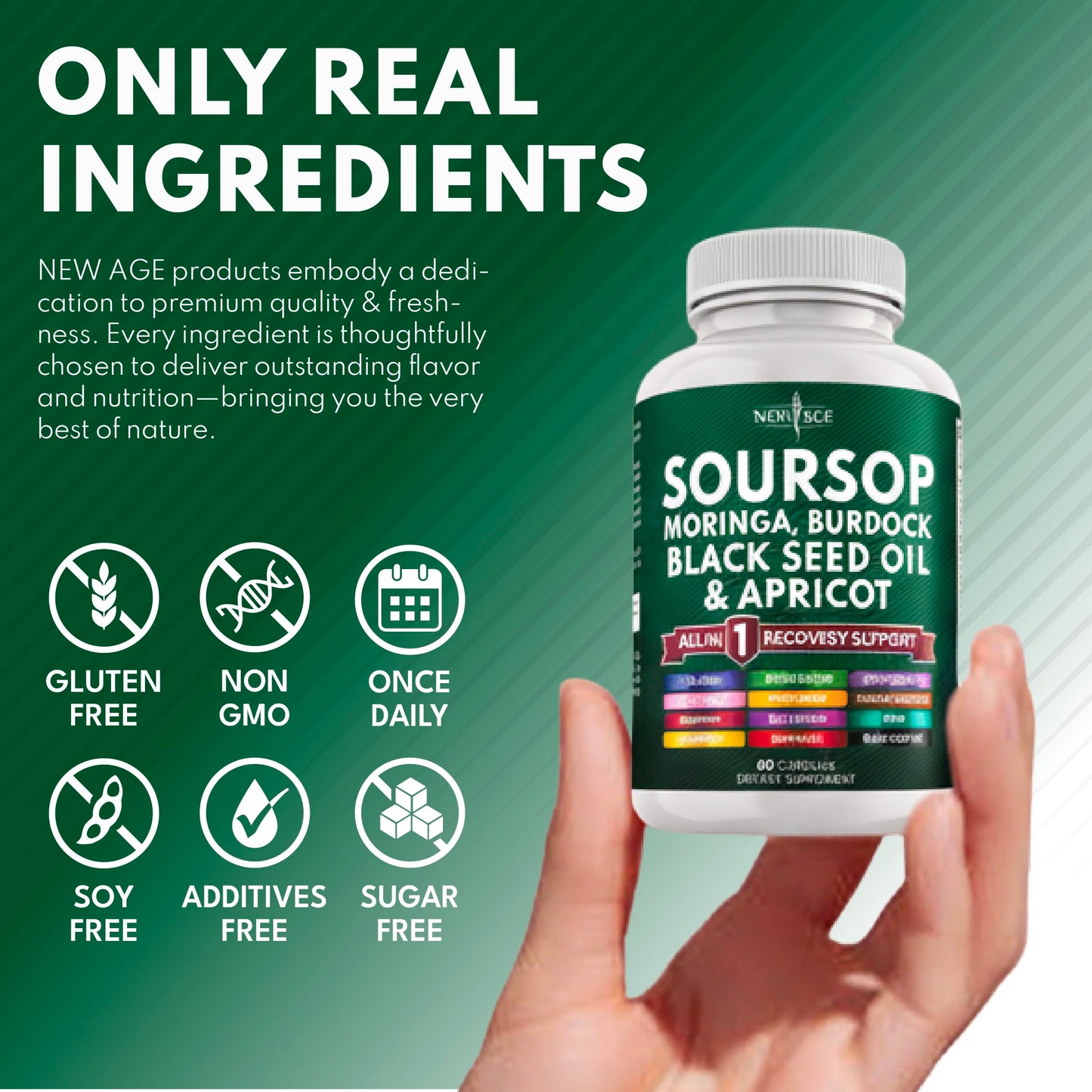 Soursop Supplement โ All-in-One Moringa, Sea Moss & Berberine (120 Capsules)