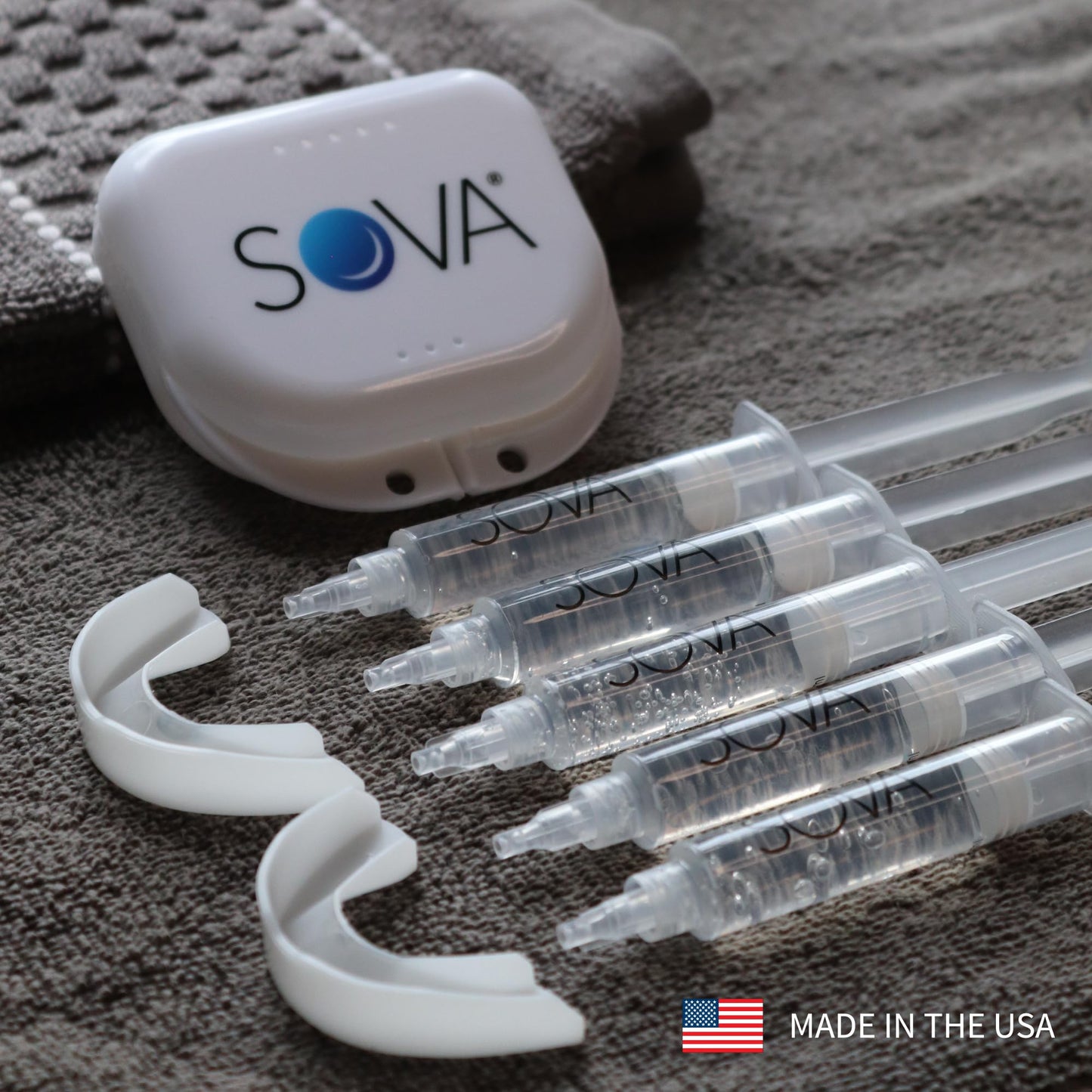 SOVA White Teeth Whitening Kit โ 2 Custom-Fit Trays, 5 Gel Applicators, Protective Case