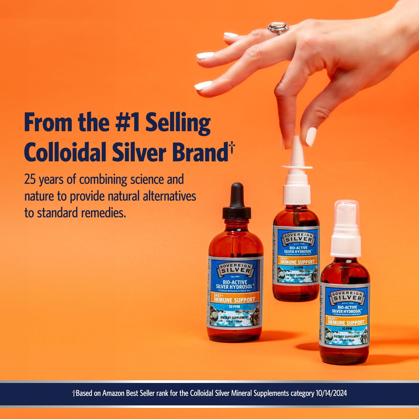Sovereign Silver Immune Support โ Colloidal Silver Hydrosol 10 ppm | Fine Mist Spray 2 fl oz