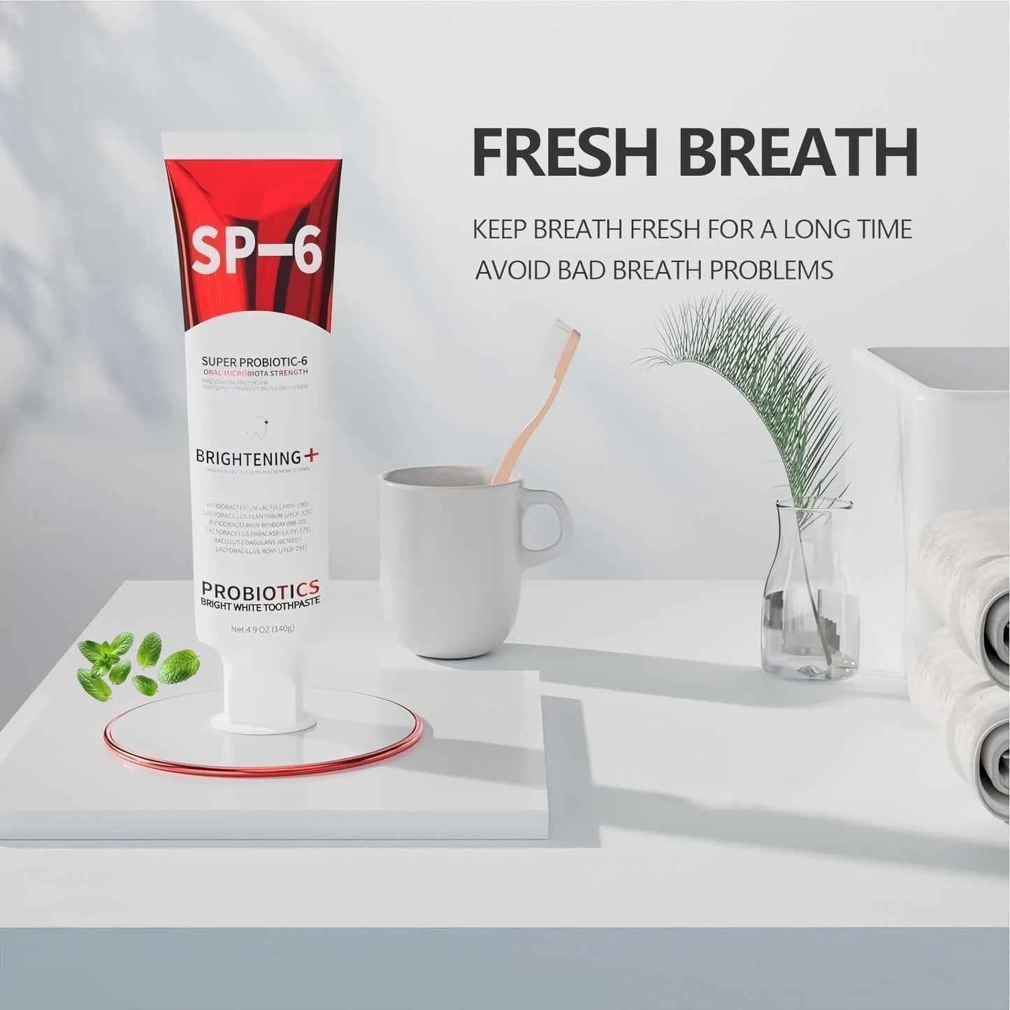 SP-6 Probiotic Whitening Toothpaste & SP-6 Ultra Whitening Toothpaste – Fluoride-Free, Fresh Mint Flavor, 3pc Pack