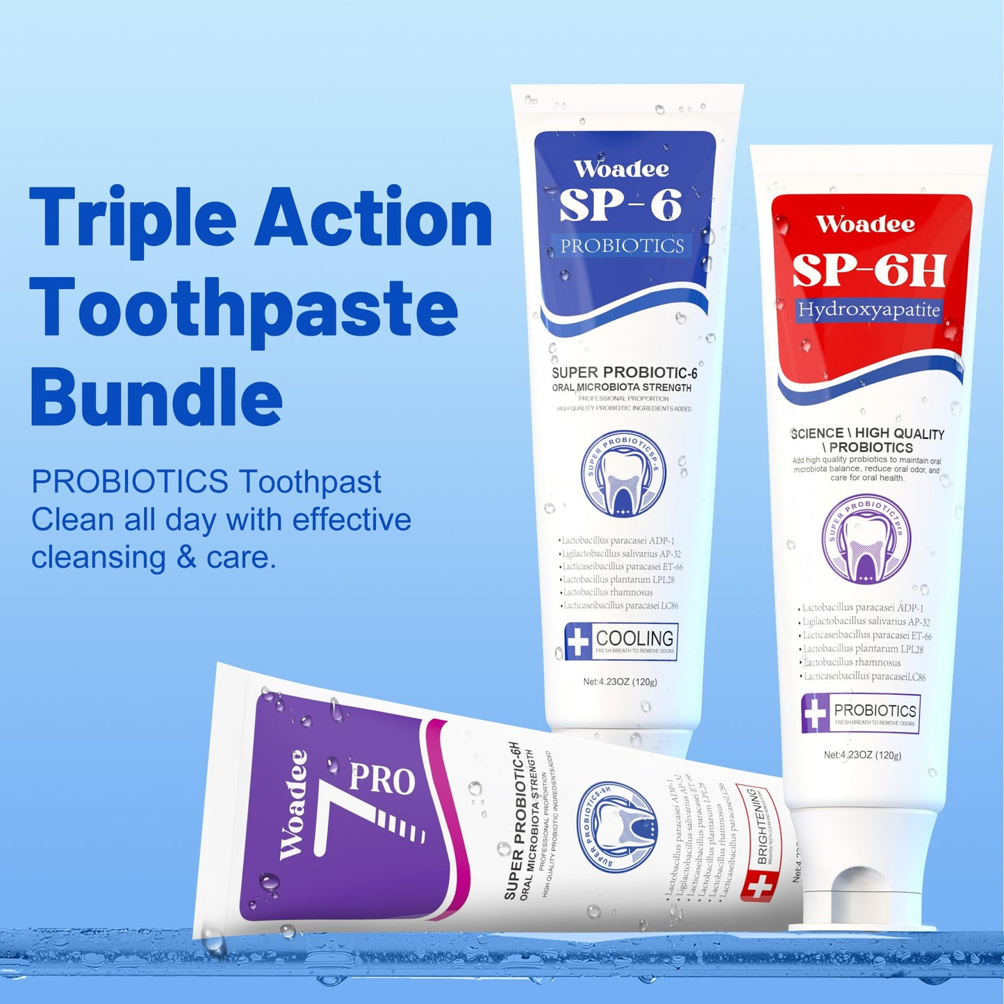 SP-6 Toothpaste Set โ 6 Probiotics Whitening & Fresh Breath, Fluoride-Free (2 Tubes, Red & Purple)