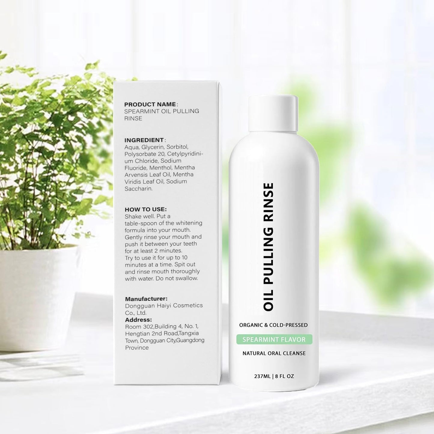 Spearmint Oil Pulling Rinse โ Cold-Pressed Coconut Mouthwash, 8 oz