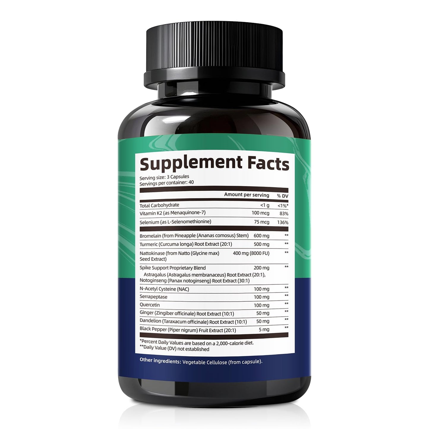 Spike Protein Detox Capsules β 8000 FU Nattokinase, Bromelain & Curcumin, 13-in-1 Immune Support