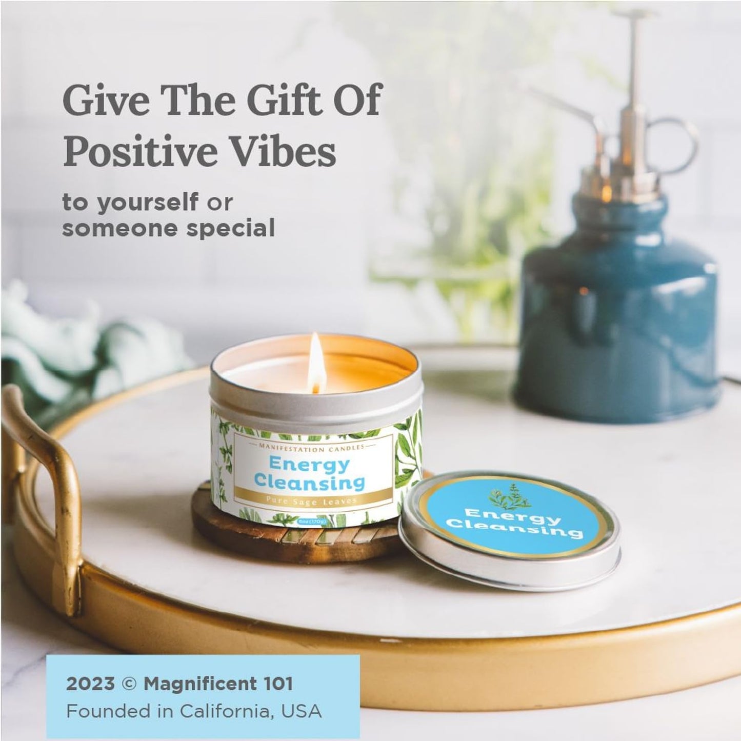Magnificent 101 Sage Candle 6oz โ 35h Burn, Natural Soy for Manifestation