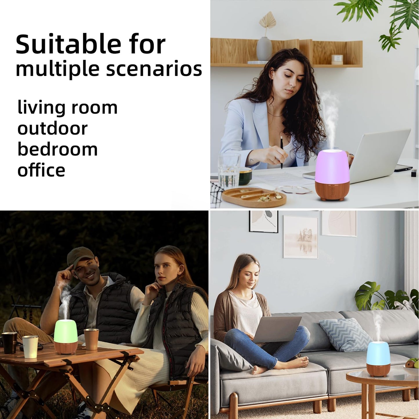 SPLITSKY 150ML Rechargeable Essential Oil Diffuser โ Cordless, USB-C, 7-Color LED, 7h Run Time