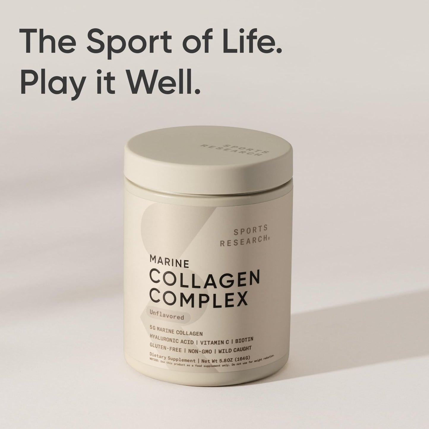 Sports Research Collagen Beauty Complex โ Hyaluronic Acid, Vitamin C + Biotin | Unflavored (30 Servings)