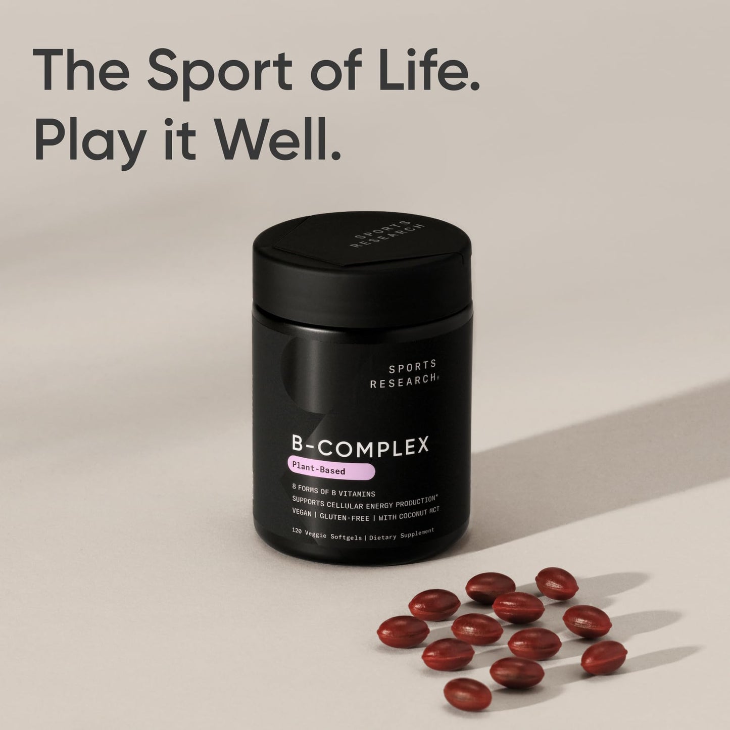 Sports Research Vitamin B-Complex โ Full Spectrum B Vitamins, Methylated B12 & Folate