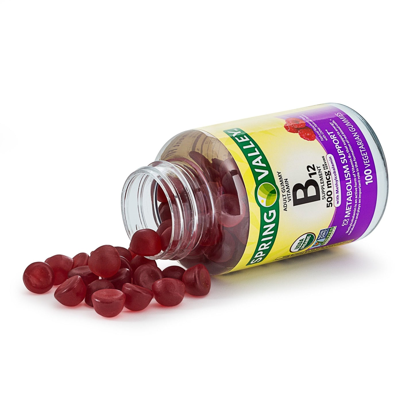 Spring Valley Vitamin B12 Gummies for Adults โ Metabolism Support, Natural Fruit Flavor, 100 Gummies