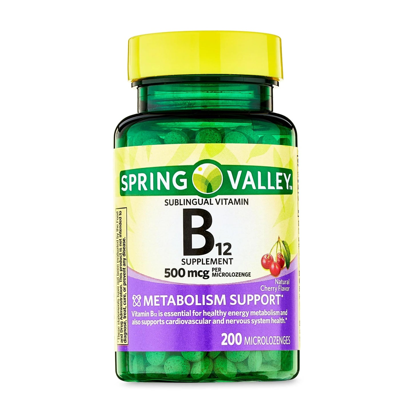 Spring Valley Vitamin B12 Microlozenges 500 mcg, 200 Count โ Sublingual B12