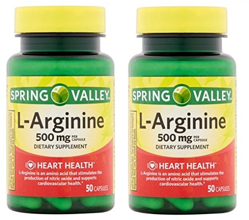 Spring Valley L-Arginine 100 Capsules 500 mg Each โ Pack of 2
