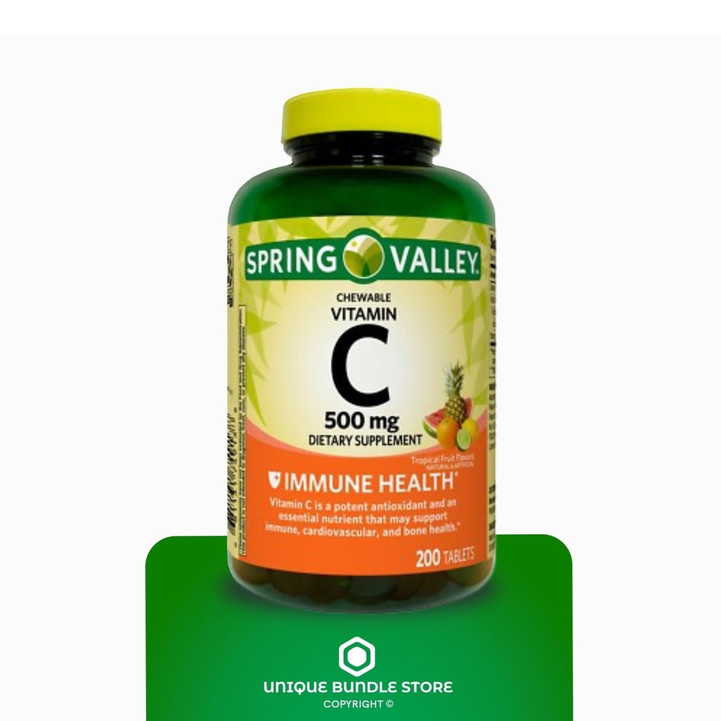 Spring Valley Vitamin C 500mg Chewable Tablets โ Tropical Fruit Flavor, 200 Count (Pack of 2)