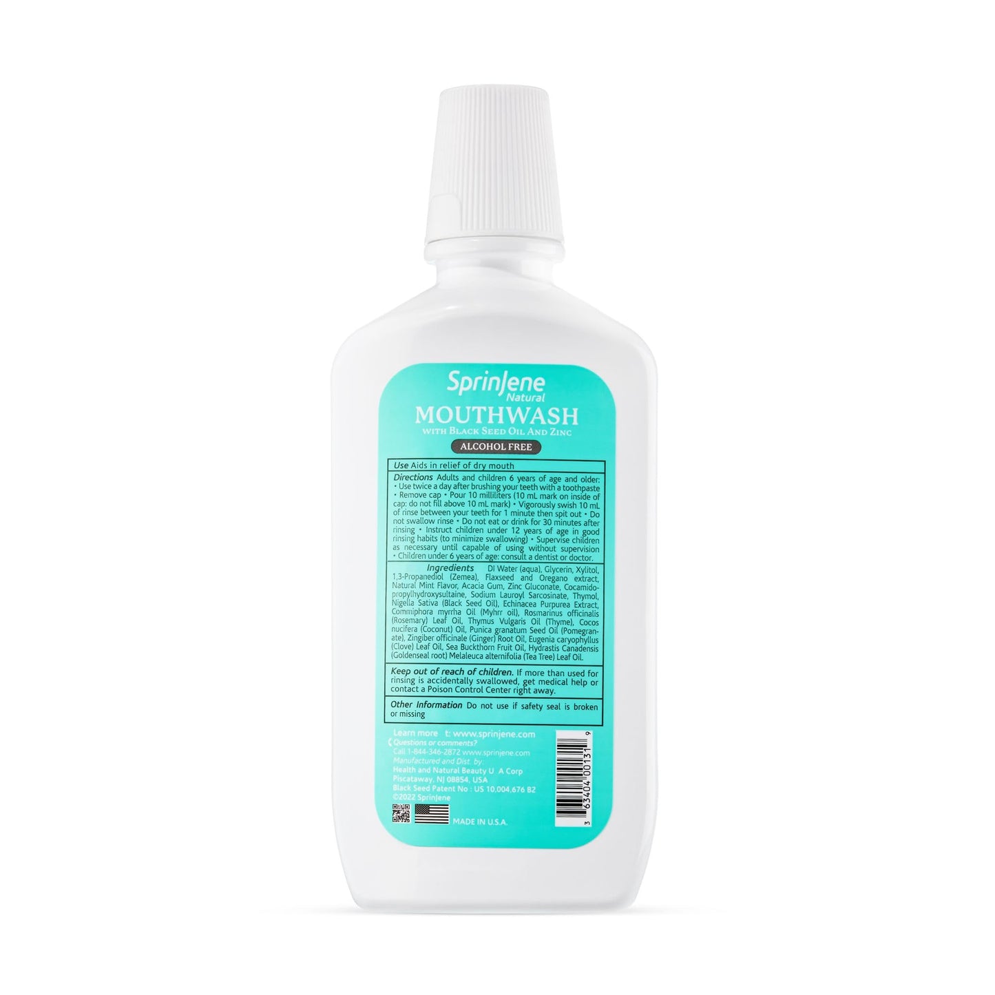 SprinJene Alcohol Free Mouthwash with Xylitol โ Fluoride Free, Vegan & Made in USA (2 Pack)