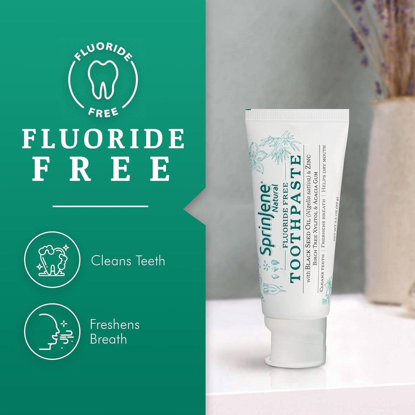 SprinJene Natural Toothpaste โ Fluoride Free Clove & Mint for Healthy Gums & Fresh Breath โ Made in USA (2 Pack)
