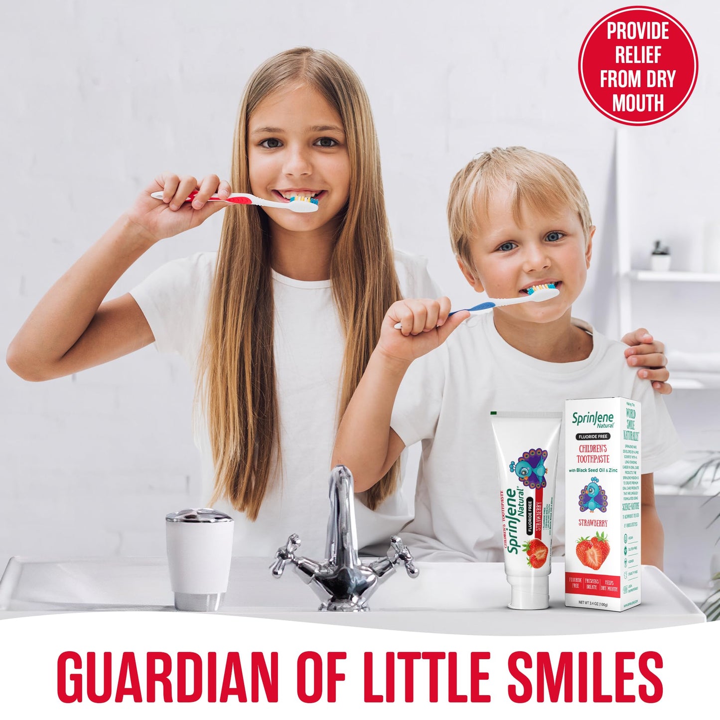 SprinJene Natural Children's Toothpaste โ Fluoride-Free Strawberry for Kids | Made in USA 2-Pack