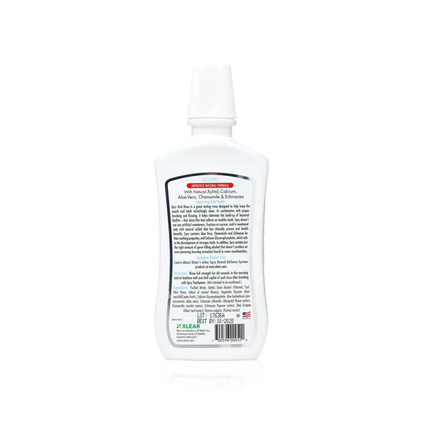 Spry Xylitol Mouthwash Fluoride Free with Enamel Support โ Coolmint (2x16 oz)