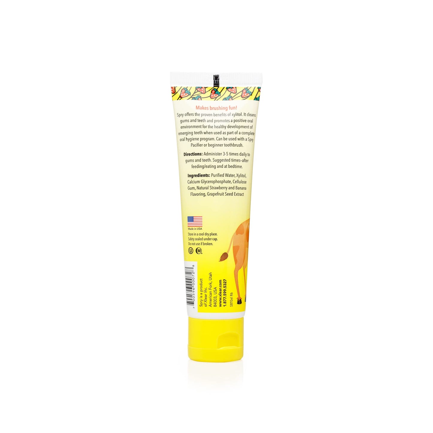 Spry Xylitol Toothpaste for Kids โ Fluoride Free, Strawberry Banana, 2 oz