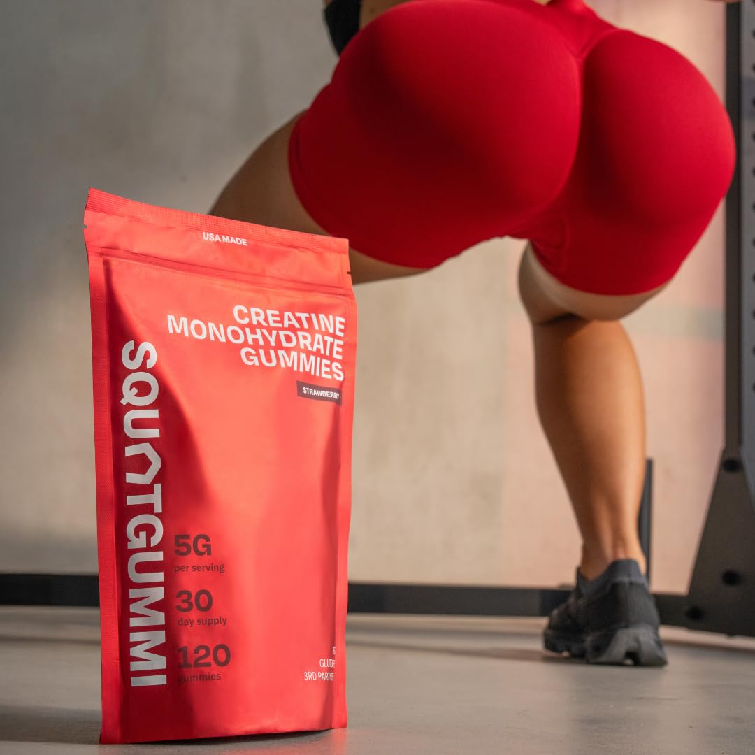SquatGummi Creatine Monohydrate Gummies β 5g per Serving, Strawberry
