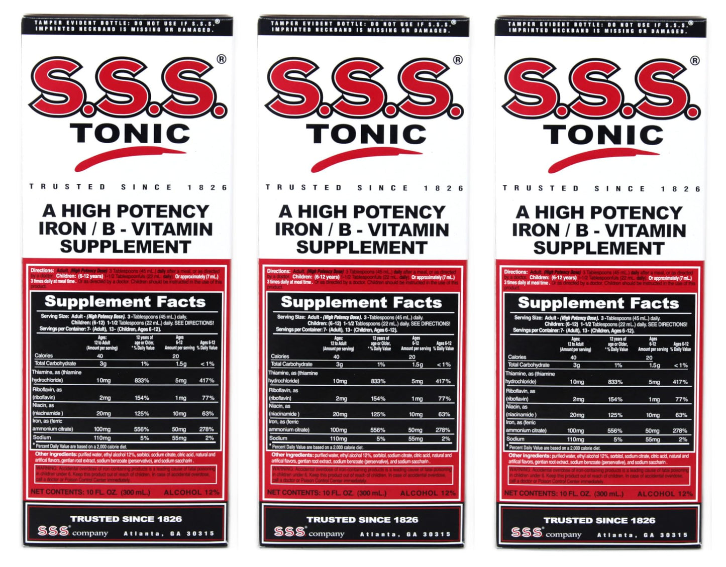 SSS Tonic 10oz โ Pack of 3 Iron & Vitamin B Supplement (PT#1225811110)