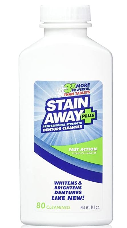 StainAway Plus Denture Cleanser โ 5-Min Fast Action 8.1oz 2-Pack