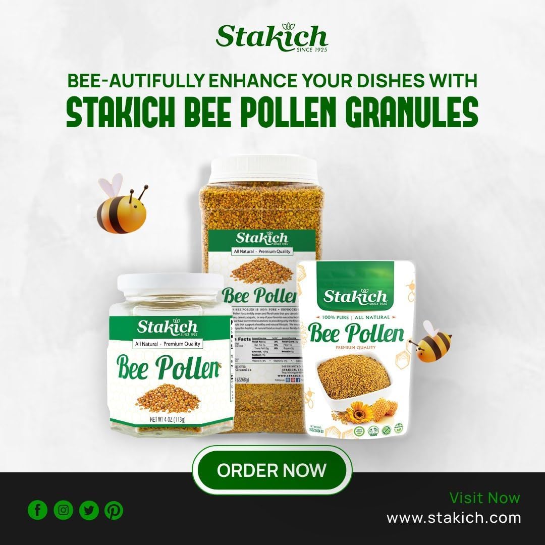 Stakich Bee Pollen Granules โ 5 Pound, Pure & All-Natural