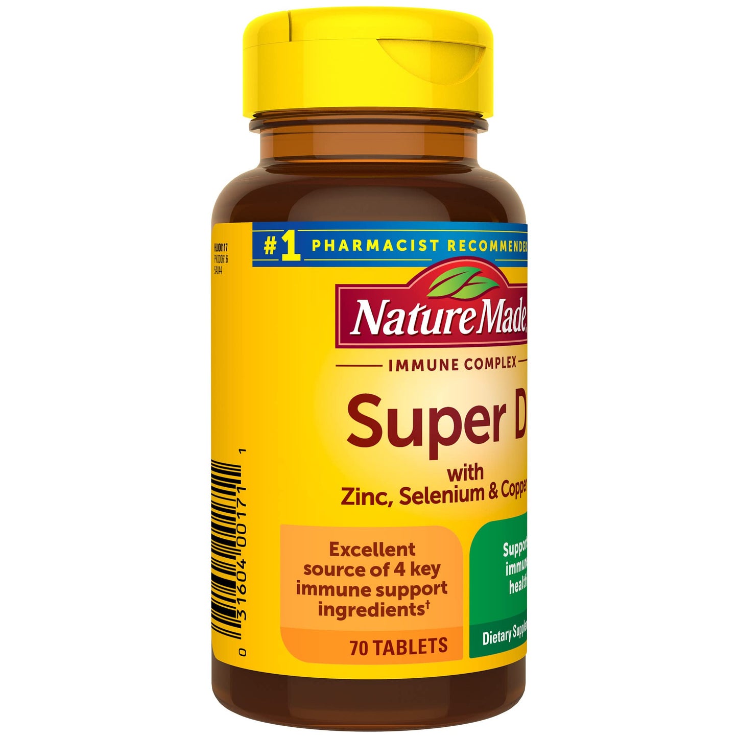Nature Made Super D Immune Complex โ Vitamin D3, Selenium, Zinc, Copper | 70 Tablets
