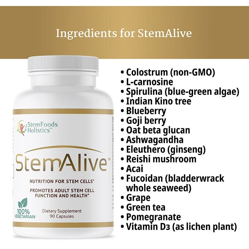 StemAlive - Promotes Stem Cell Nutrition, Function & Health, 90 Capsules, from 100% Natural Sources
