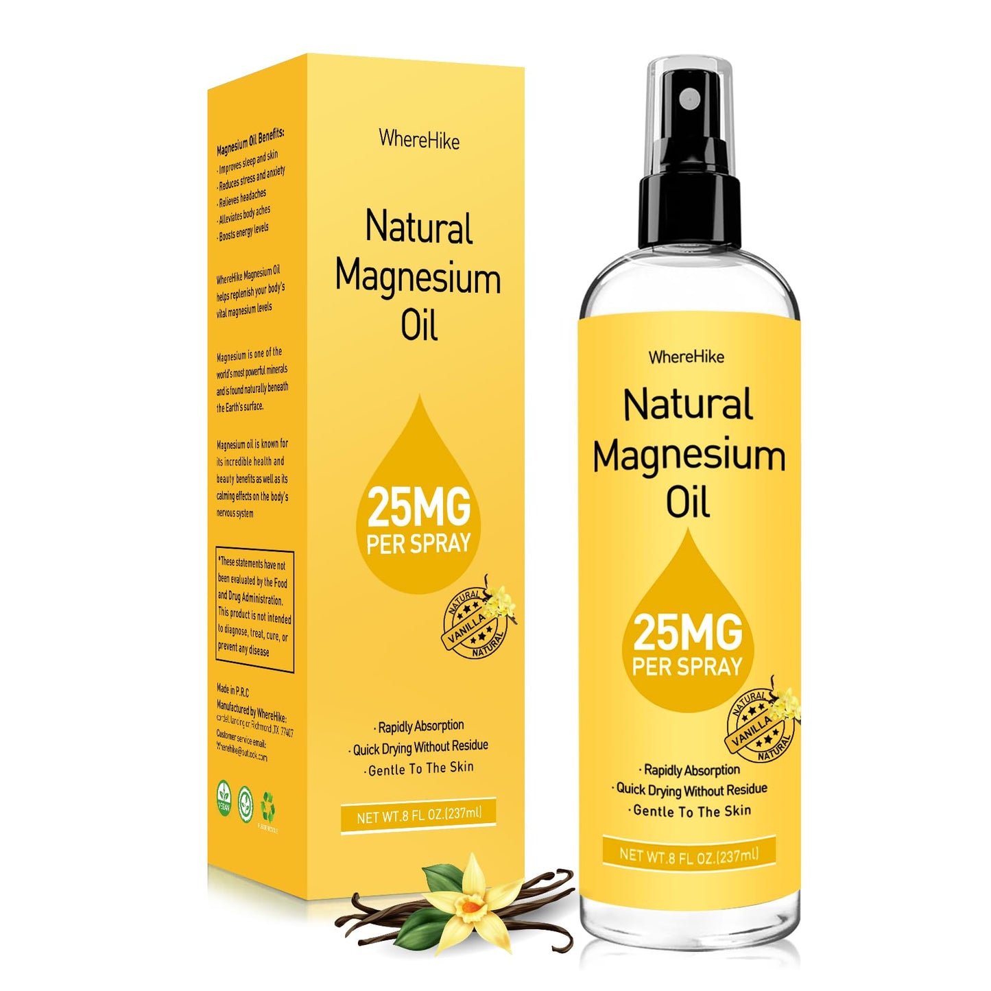 Stilip Magnesium Spray โ Pure Magnesium Oil for Feet | Relax Muscles, Sleep Better, Vanilla