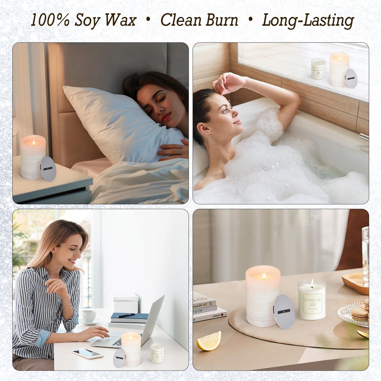 Story of Stone Refillable Marble Candle โ Lemon & Vanilla Soy Wax with Glass Inserts