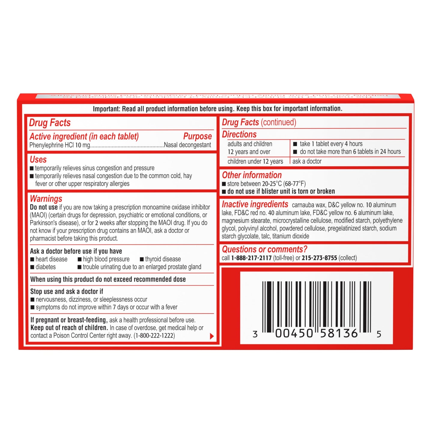 Sudafed PE Sinus Congestion Relief Tablets โ Maximum Strength, Non-Drowsy (36 ct)