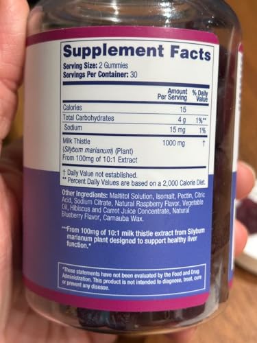 Sugar-Free Milk Thistle Gummies for Liver Detox & Repair โ Blueberry-Raspberry Flavor (Vegan Cardo Mariano)