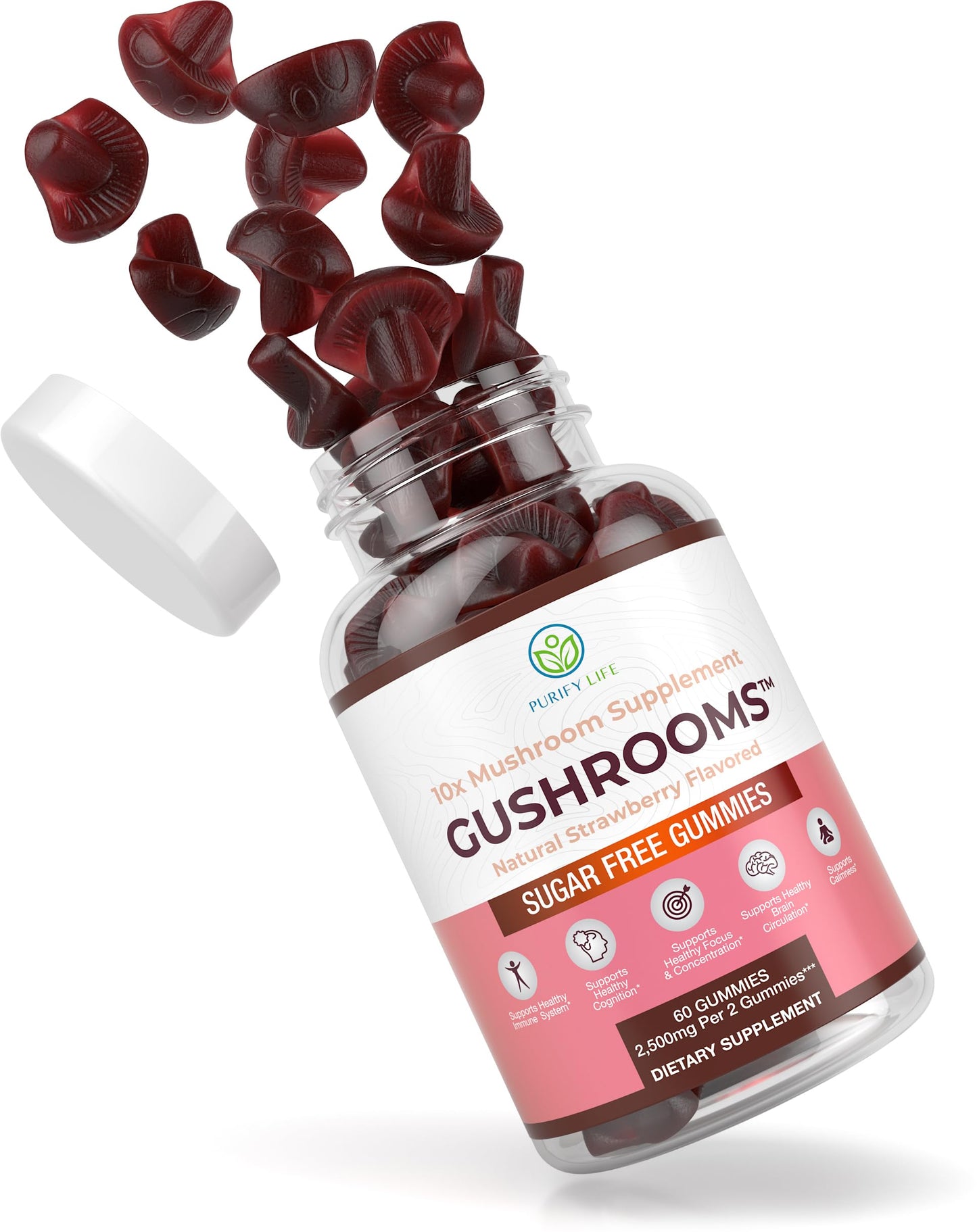 Sugar-Free Mushroom Complex Gummies โ 10x Mushroom Blend (Lion's Mane, Reishi, Chaga) โ No Sugar or Pills
