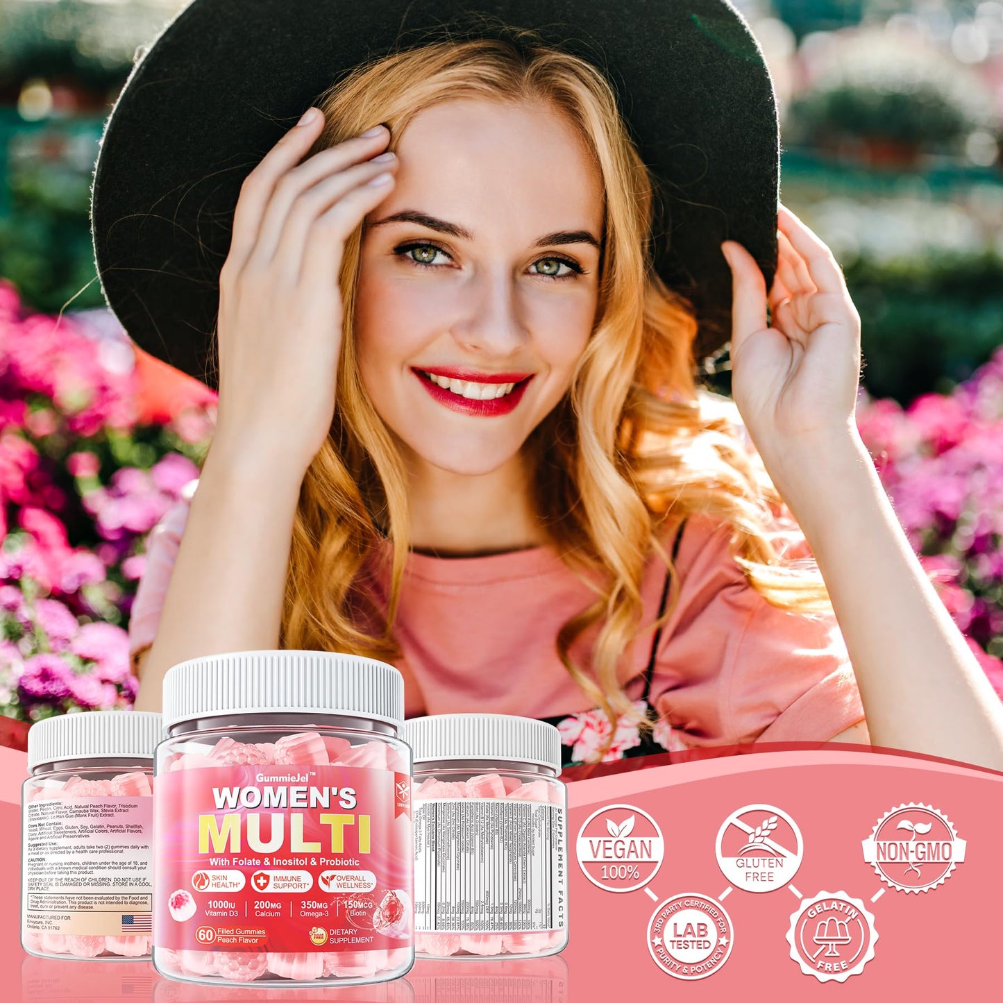 Sugar-Free Women's Multivitamin Gummies โ Methylated Multivitamin with Omega-3, Enzymes & Antioxidants (60 ct)